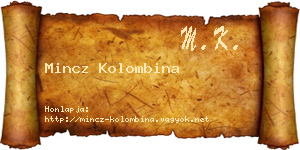 Mincz Kolombina névjegykártya